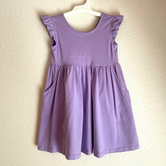 Hanna Andersson Peaceful Purple Super Soft Ruffle Skater Dress size 5 - Picture 2 of 7
